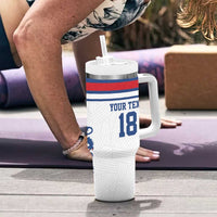 Custom England Three Lions Tumbler With Handle Vintage Stripe Football Fan