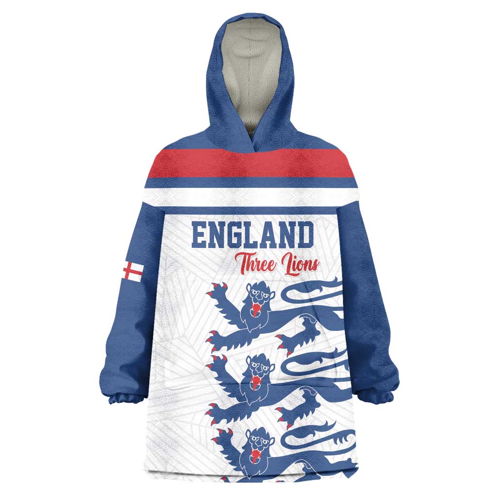 Custom England Three Lions Wearable Blanket Hoodie Vintage Stripe Football Fan