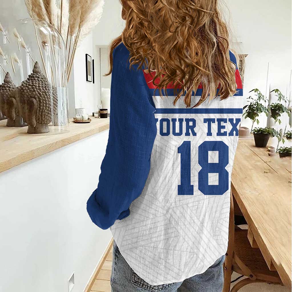 Custom England Three Lions Women Casual Shirt Vintage Stripe Football Fan