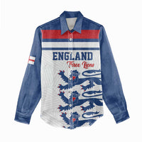 Custom England Three Lions Women Casual Shirt Vintage Stripe Football Fan
