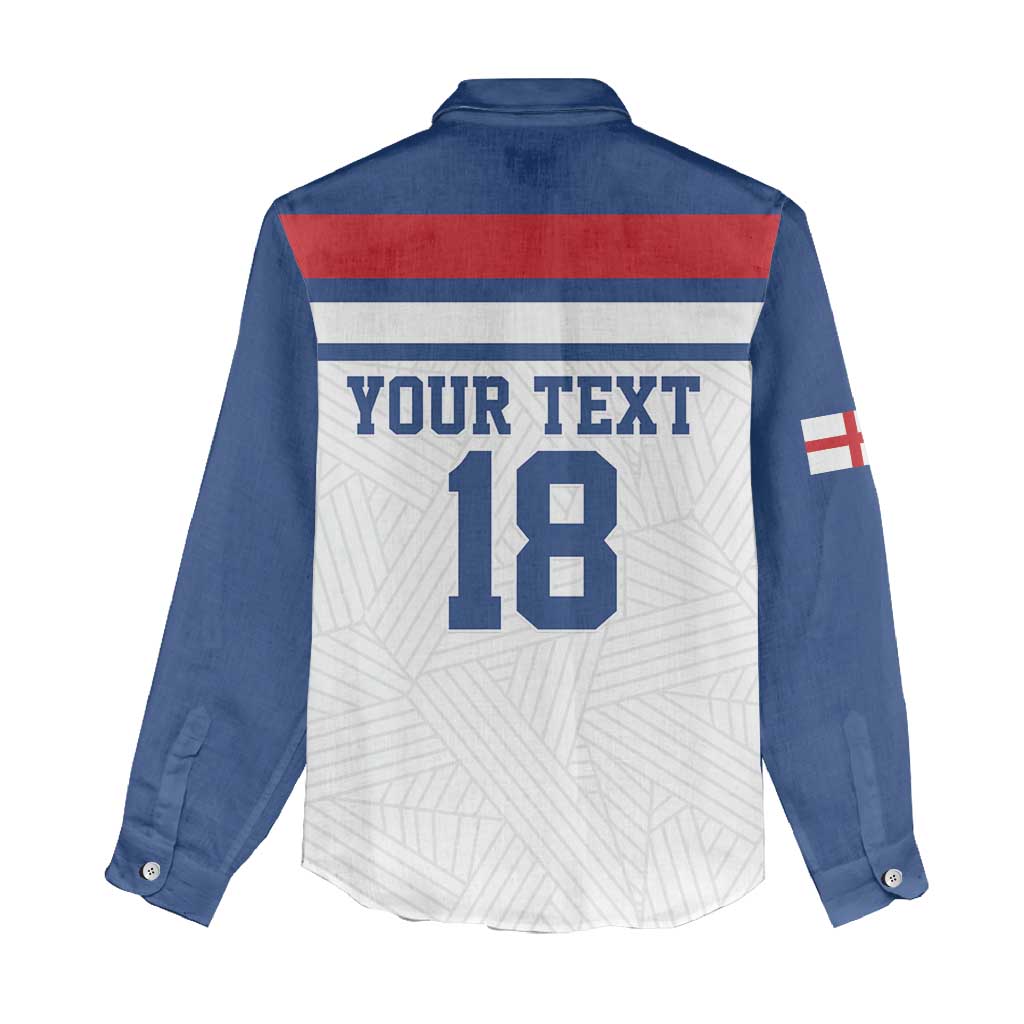 Custom England Three Lions Women Casual Shirt Vintage Stripe Football Fan