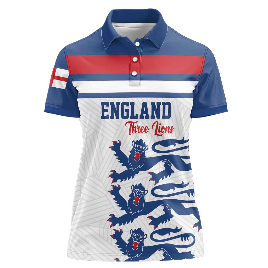 Custom England Three Lions Women Polo Shirt Vintage Stripe Football Fan