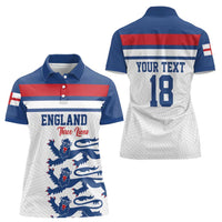 Custom England Three Lions Women Polo Shirt Vintage Stripe Football Fan