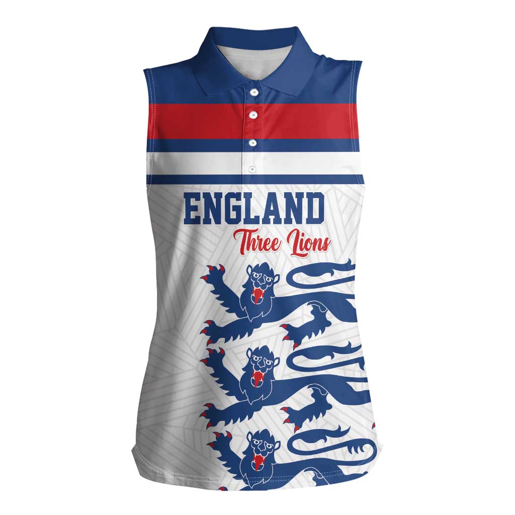 Custom England Three Lions Women Sleeveless Polo Shirt Vintage Stripe Football Fan