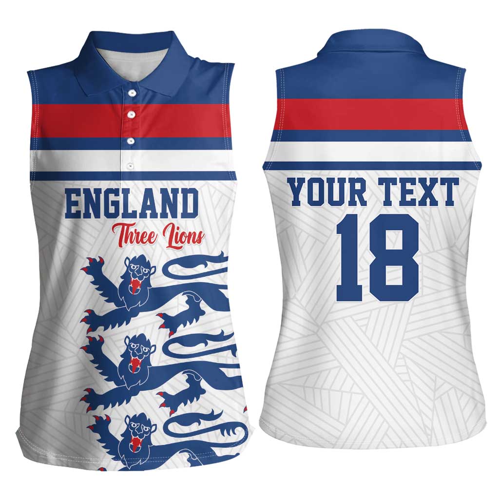 Custom England Three Lions Women Sleeveless Polo Shirt Vintage Stripe Football Fan