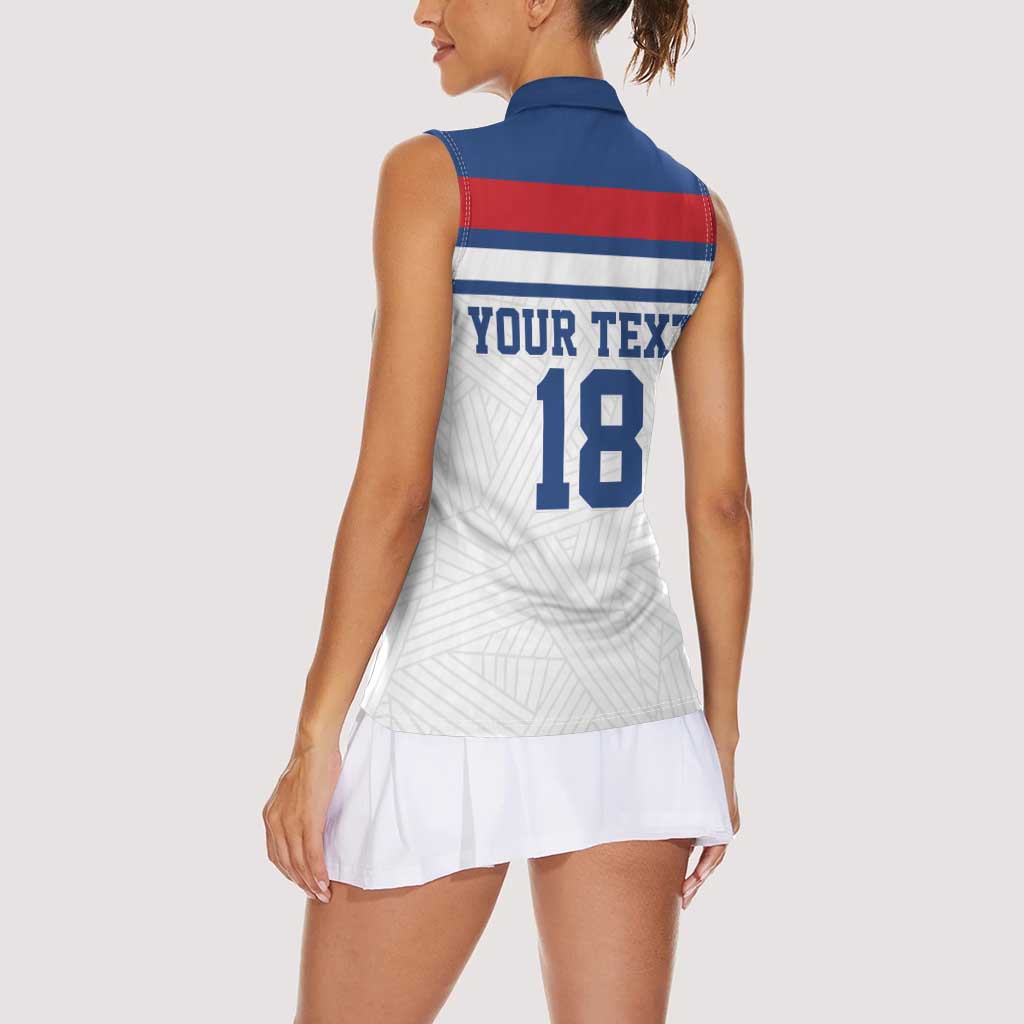 Custom England Three Lions Women Sleeveless Polo Shirt Vintage Stripe Football Fan