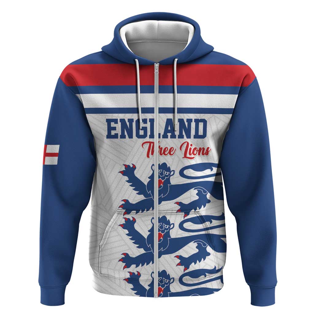 Custom England Three Lions Zip Hoodie Vintage Stripe Football Fan