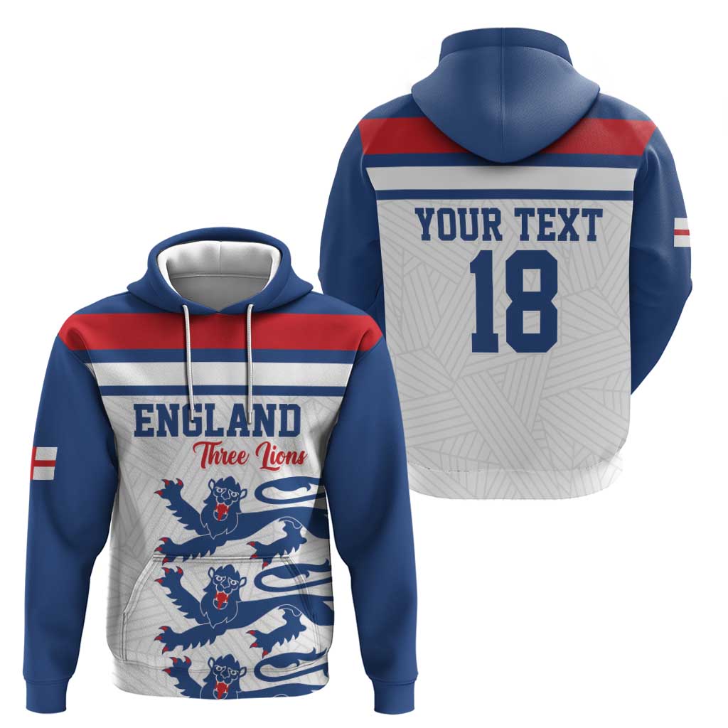 Custom England Three Lions Zip Hoodie Vintage Stripe Football Fan
