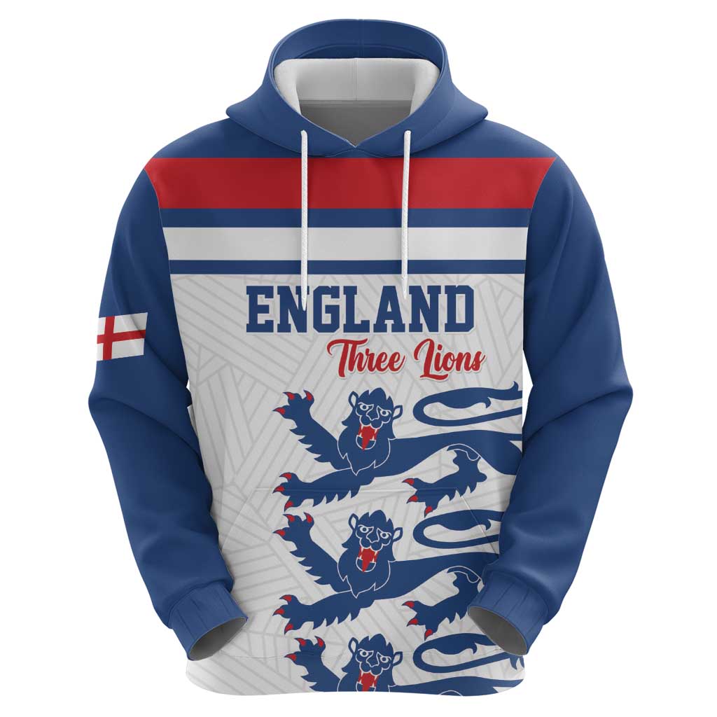 Custom England Three Lions Zip Hoodie Vintage Stripe Football Fan