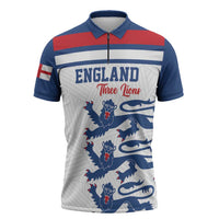 Custom England Three Lions Zipper Polo Shirt Vintage Stripe Football Fan