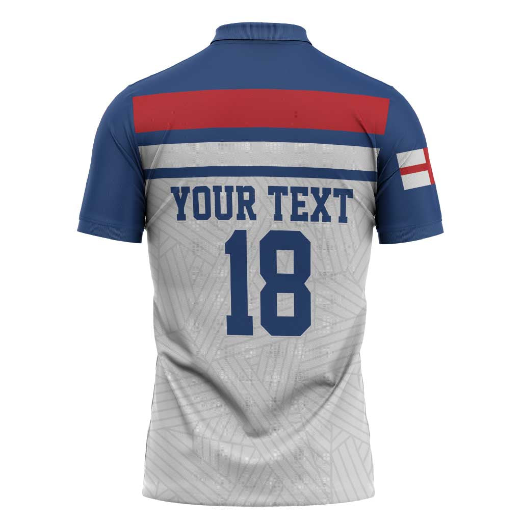 Custom England Three Lions Zipper Polo Shirt Vintage Stripe Football Fan