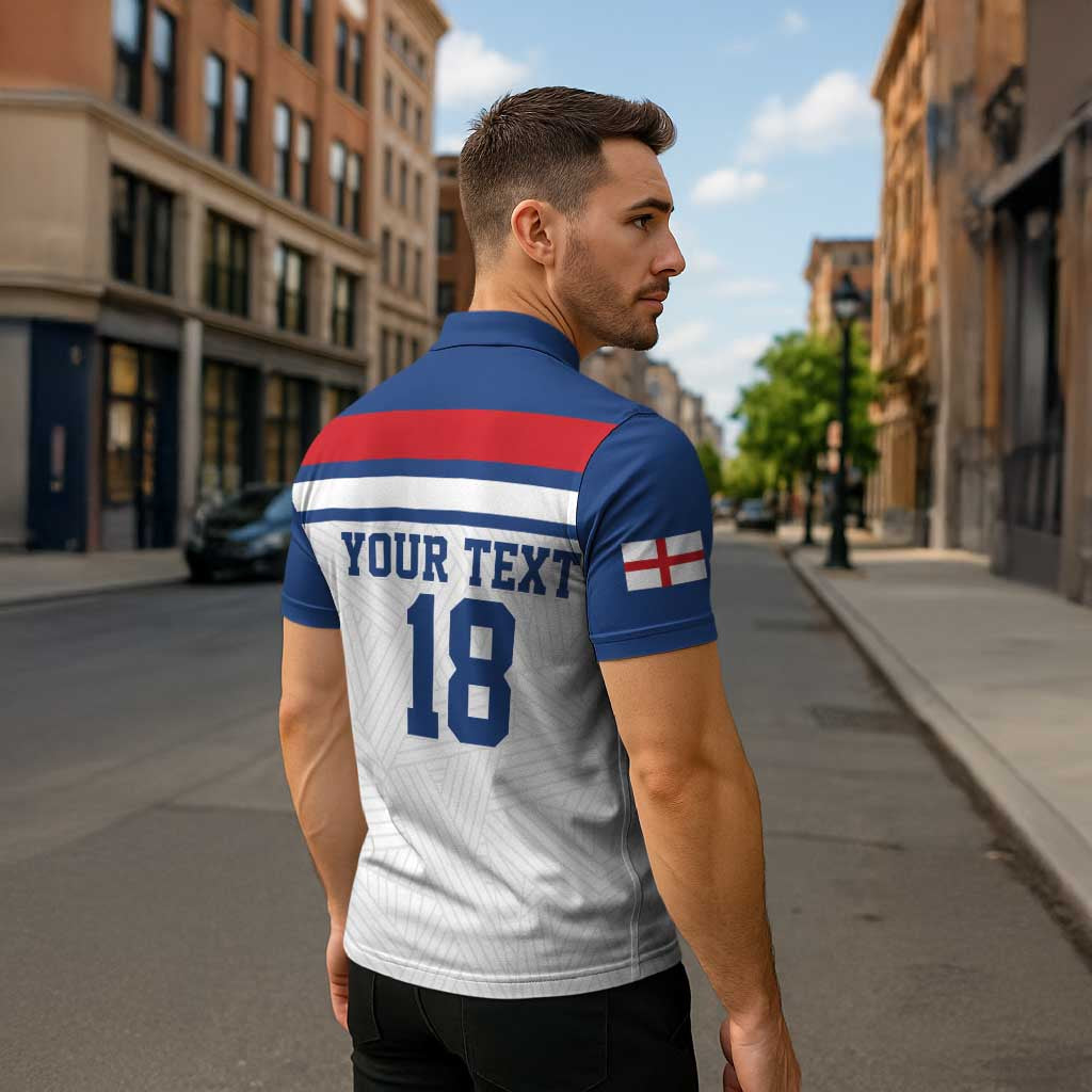 Custom England Three Lions Zipper Polo Shirt Vintage Stripe Football Fan