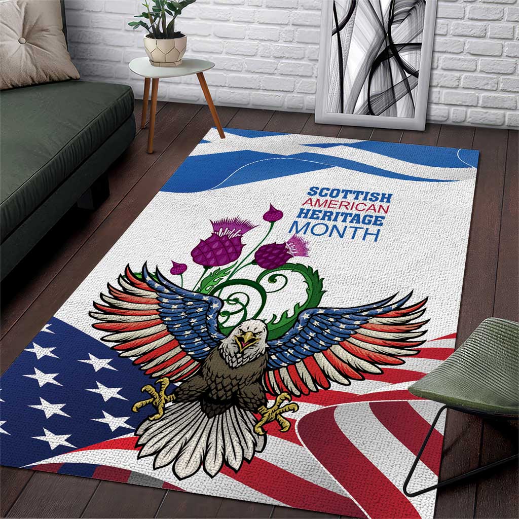 Scottish American Heritage Month Area Rug Thistle And American Eagle