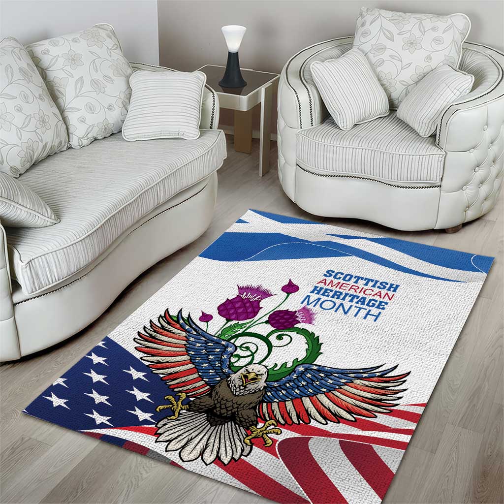 Scottish American Heritage Month Area Rug Thistle And American Eagle