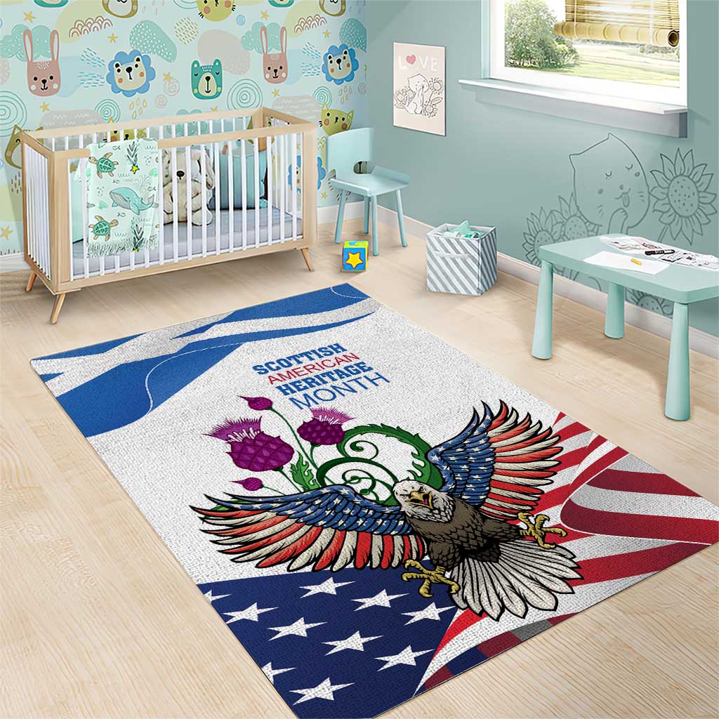 Scottish American Heritage Month Area Rug Thistle And American Eagle