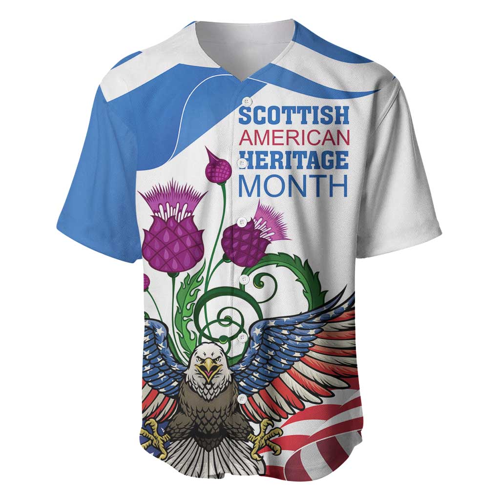 Scottish American Heritage Month Baseball Jersey Thistle And American Eagle