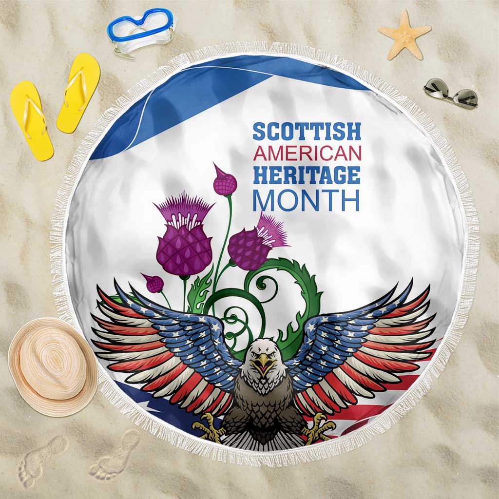 Scottish American Heritage Month Beach Blanket Thistle And American Eagle