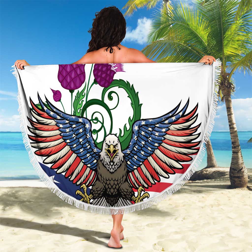 Scottish American Heritage Month Beach Blanket Thistle And American Eagle