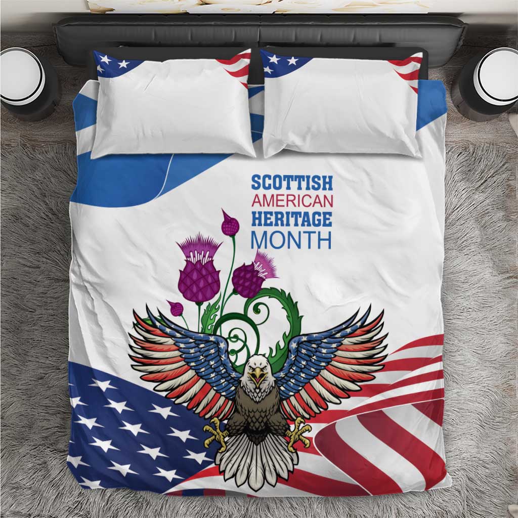 Scottish American Heritage Month Bedding Set Thistle And American Eagle