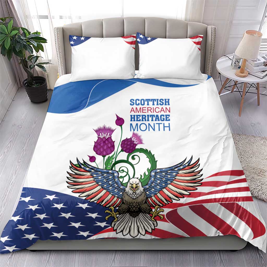 Scottish American Heritage Month Bedding Set Thistle And American Eagle