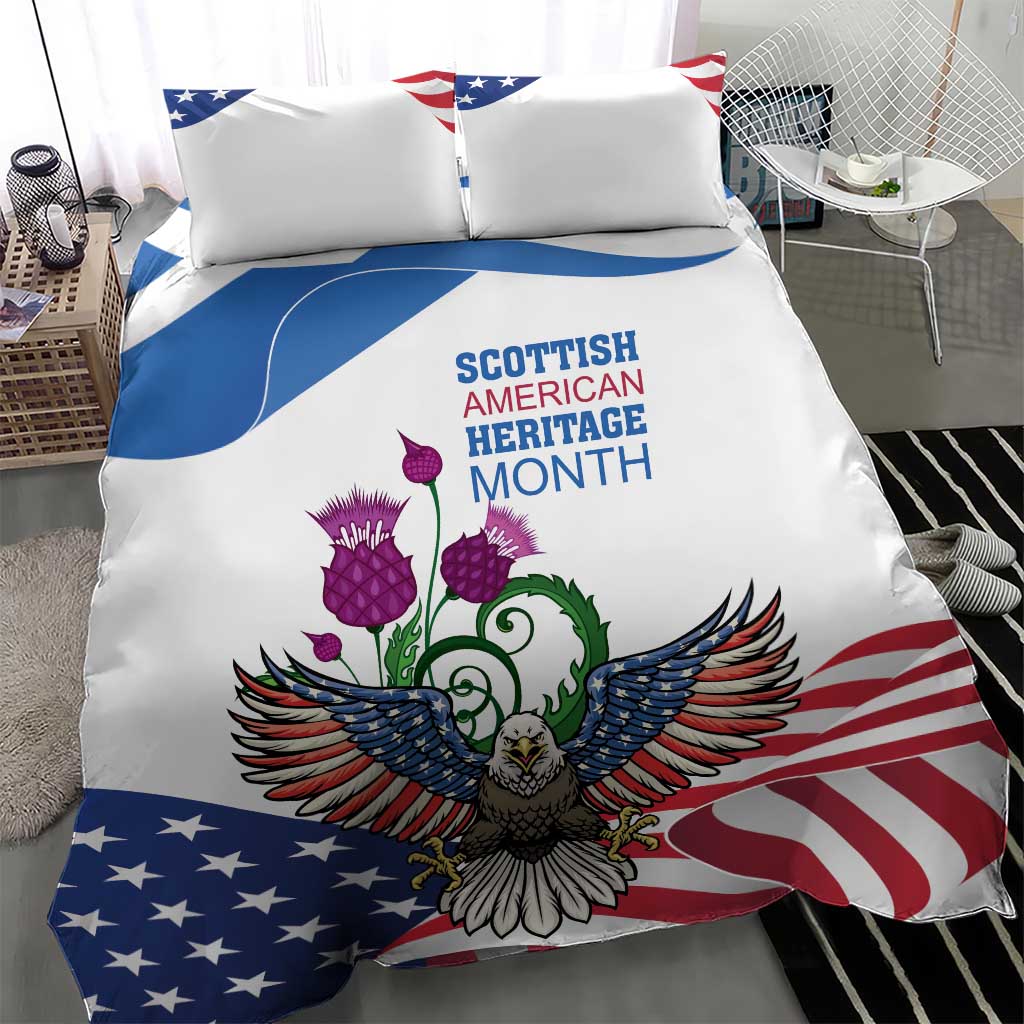 Scottish American Heritage Month Bedding Set Thistle And American Eagle