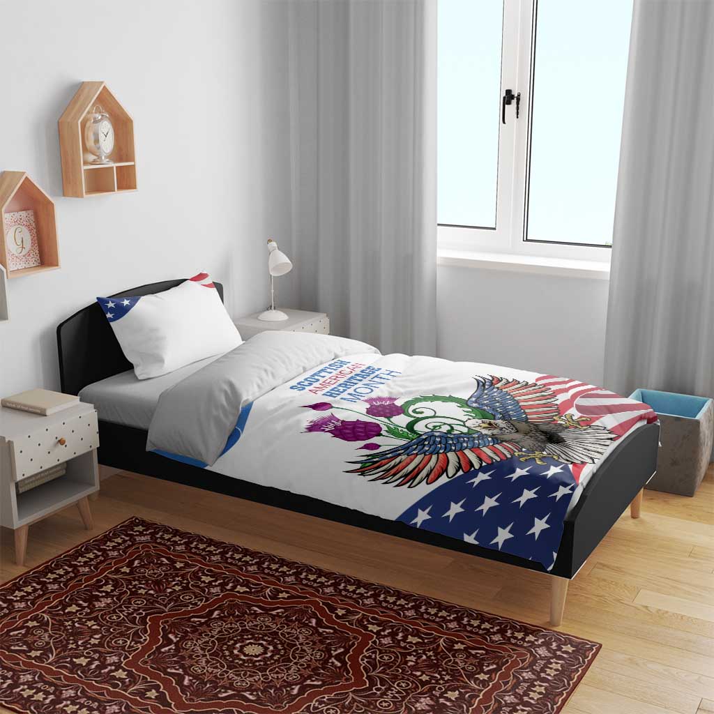 Scottish American Heritage Month Bedding Set Thistle And American Eagle