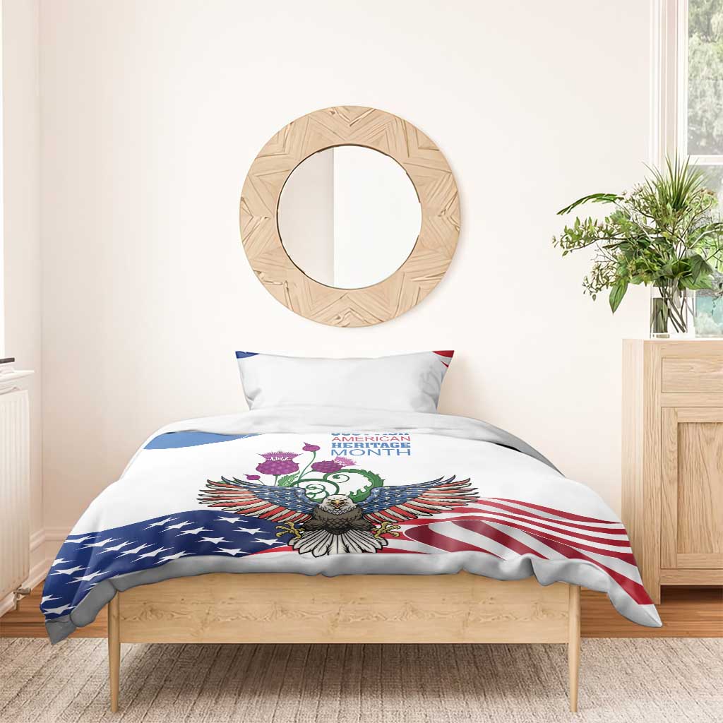 Scottish American Heritage Month Bedding Set Thistle And American Eagle