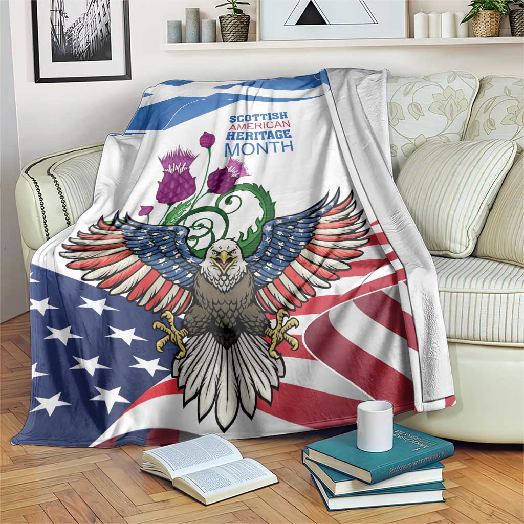 Scottish American Heritage Month Blanket Thistle And American Eagle