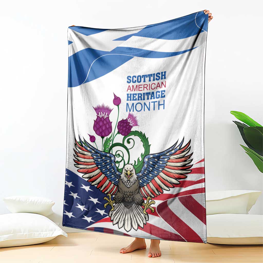 Scottish American Heritage Month Blanket Thistle And American Eagle