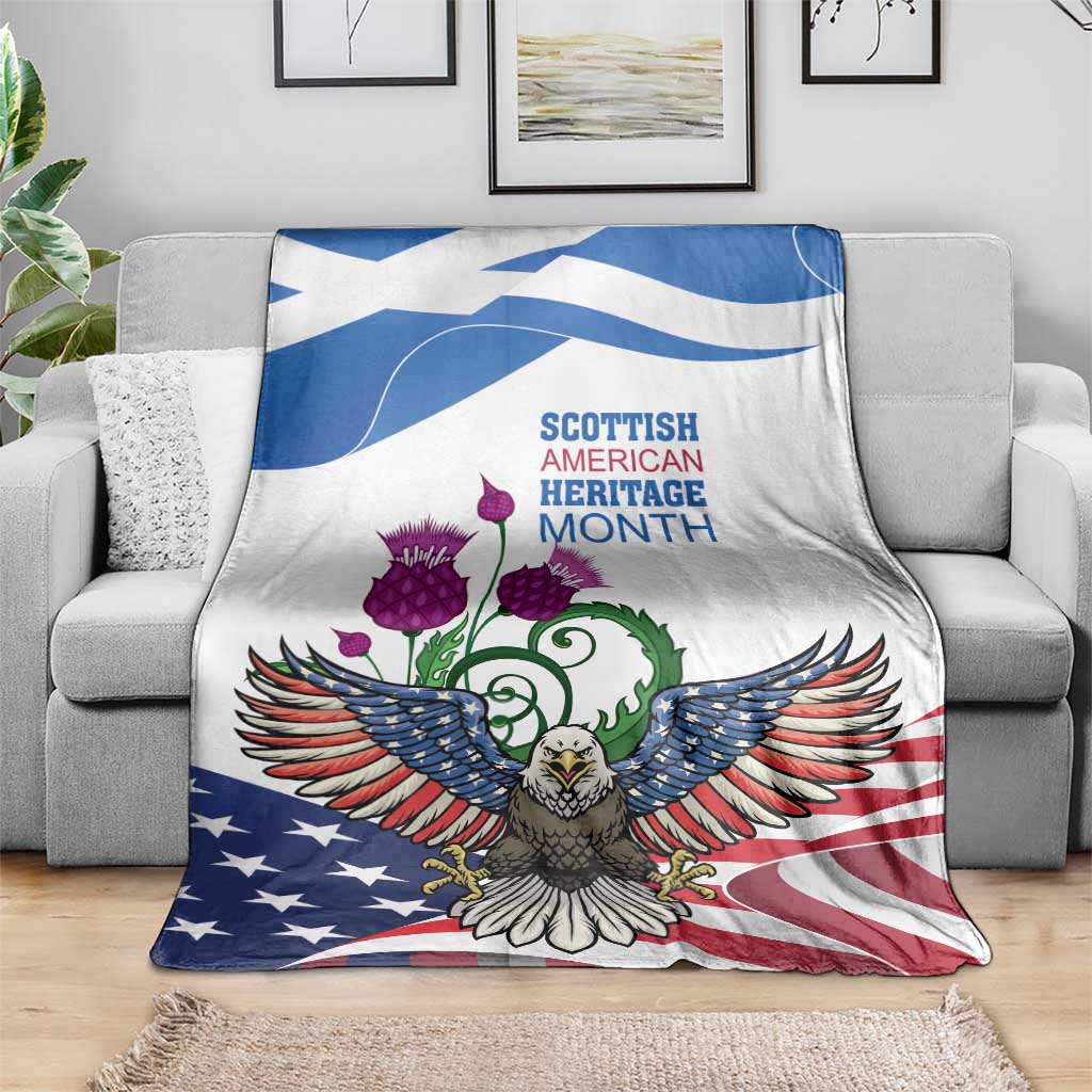 Scottish American Heritage Month Blanket Thistle And American Eagle
