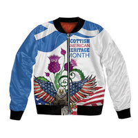 Scottish American Heritage Month Bomber Jacket Thistle And American Eagle