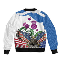 Scottish American Heritage Month Bomber Jacket Thistle And American Eagle
