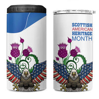 Scottish American Heritage Month 4 in 1 Can Cooler Tumbler Thistle And American Eagle