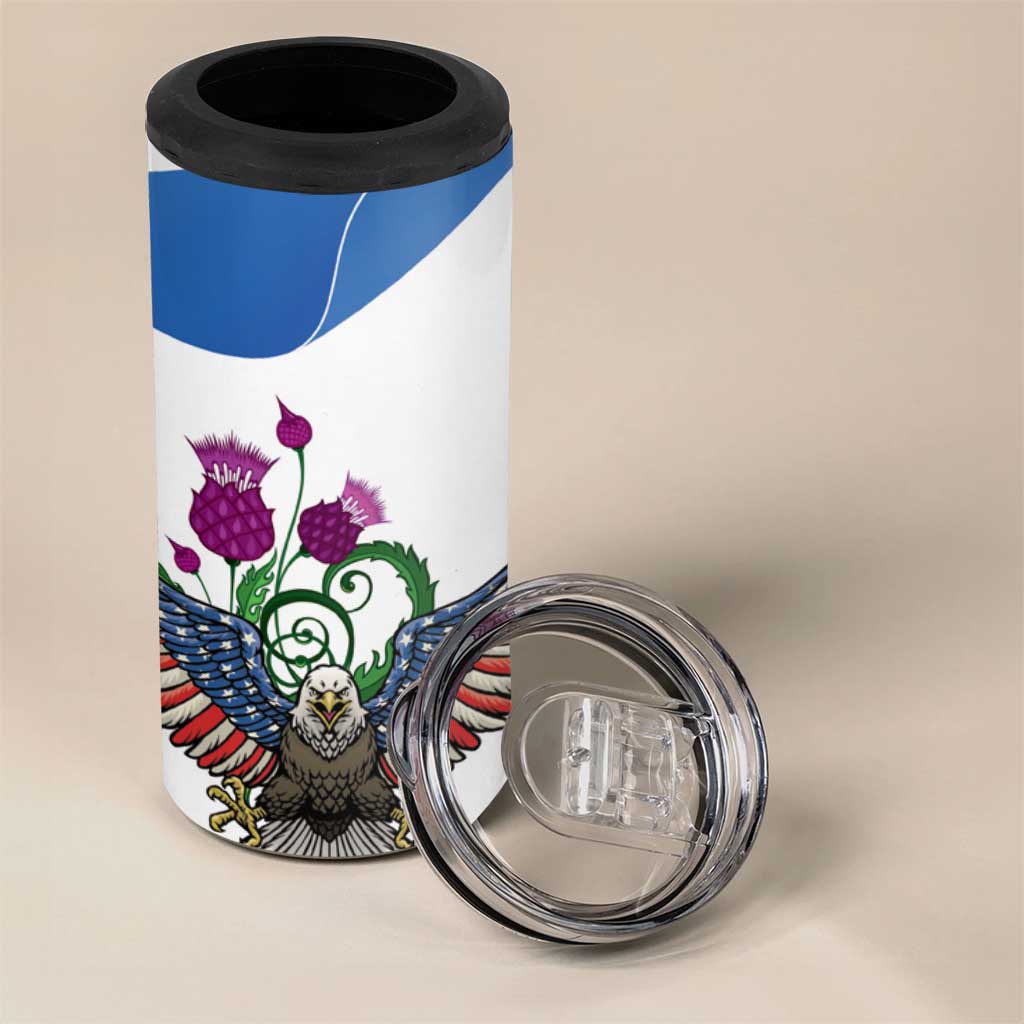 Scottish American Heritage Month 4 in 1 Can Cooler Tumbler Thistle And American Eagle