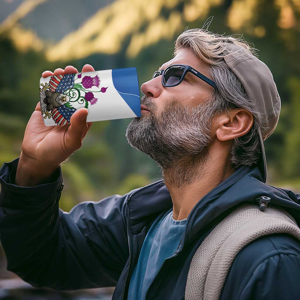 Scottish American Heritage Month 4 in 1 Can Cooler Tumbler Thistle And American Eagle