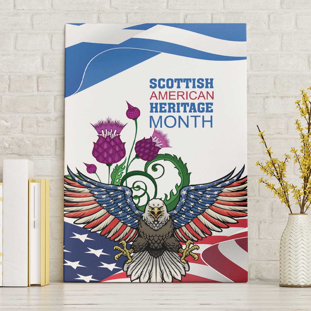 Scottish American Heritage Month Canvas Wall Art Thistle And American Eagle