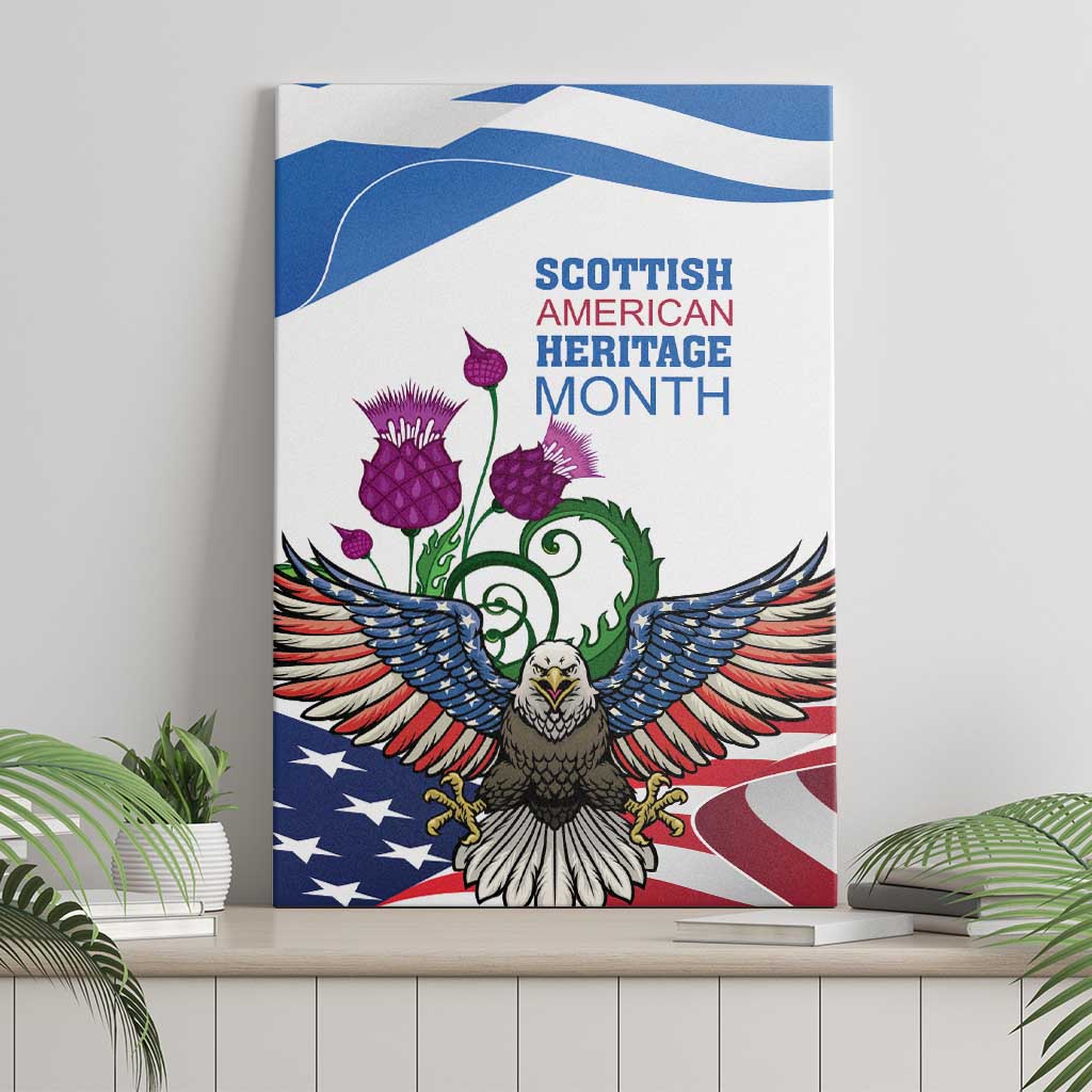 Scottish American Heritage Month Canvas Wall Art Thistle And American Eagle