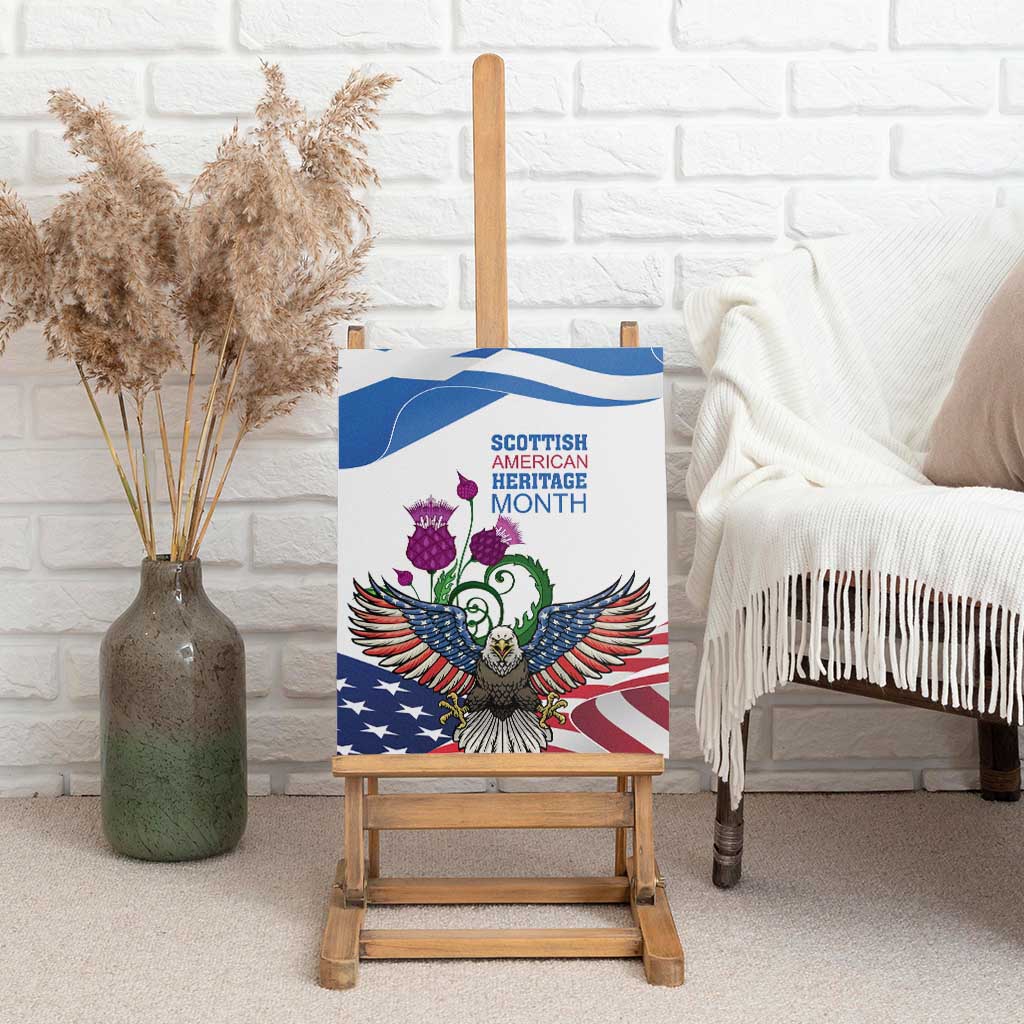 Scottish American Heritage Month Canvas Wall Art Thistle And American Eagle