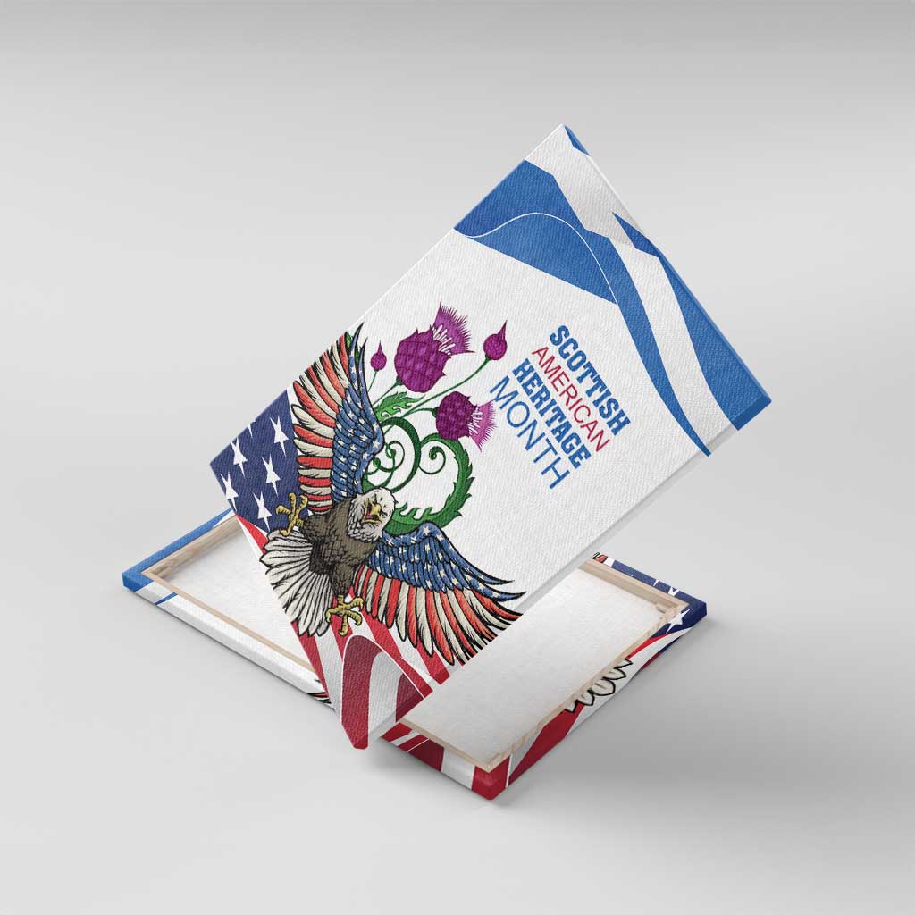 Scottish American Heritage Month Canvas Wall Art Thistle And American Eagle