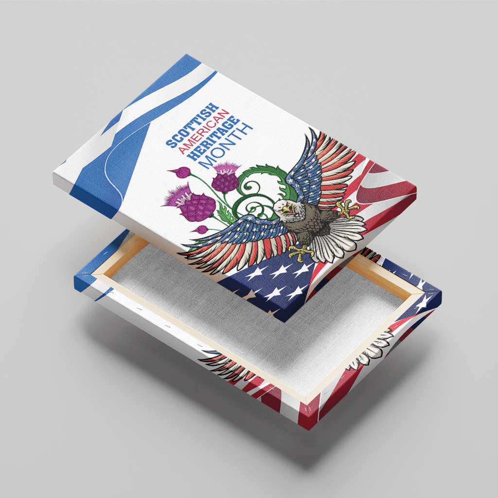 Scottish American Heritage Month Canvas Wall Art Thistle And American Eagle