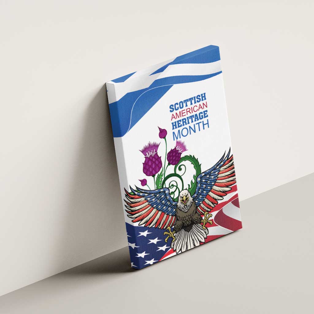 Scottish American Heritage Month Canvas Wall Art Thistle And American Eagle