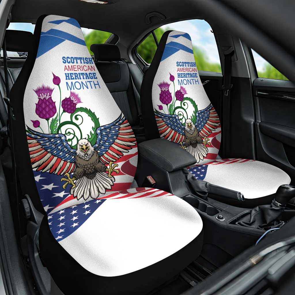 Scottish American Heritage Month Car Seat Cover Thistle And American Eagle