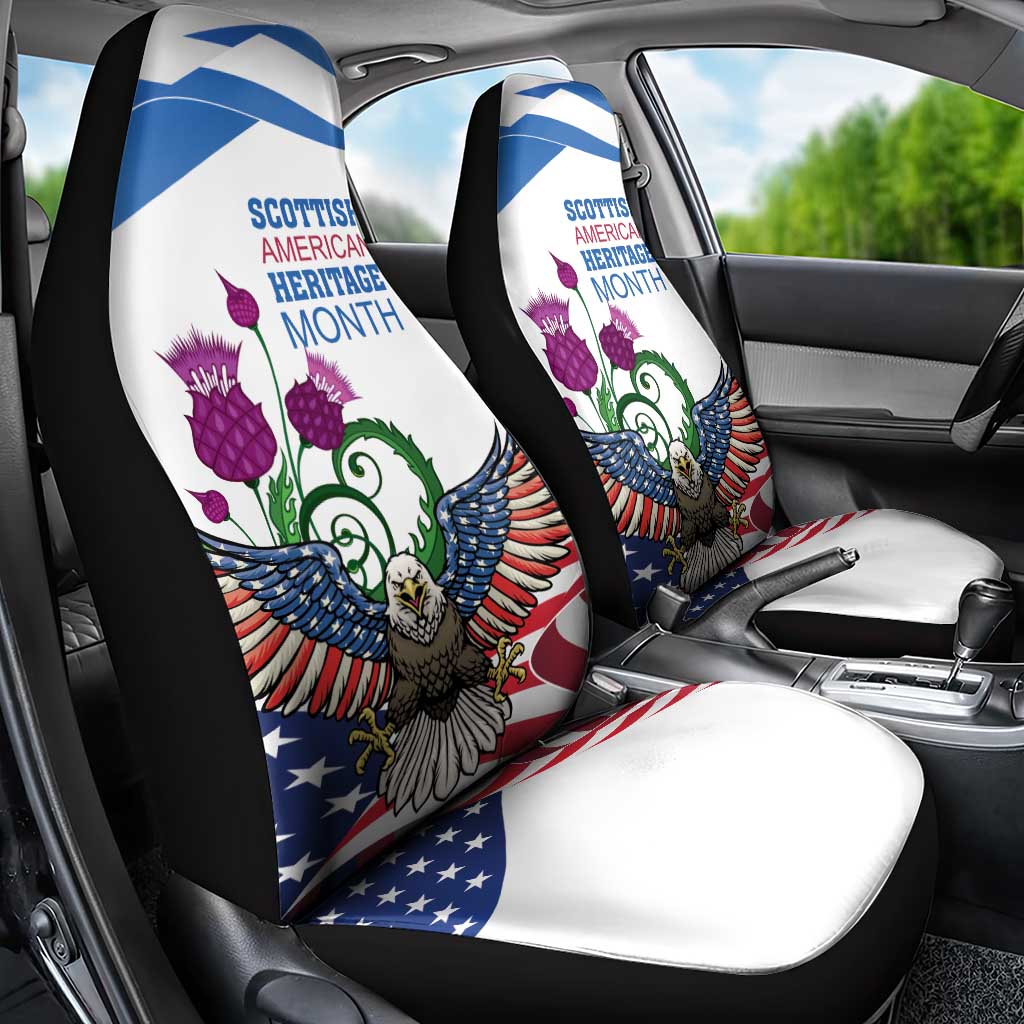 Scottish American Heritage Month Car Seat Cover Thistle And American Eagle