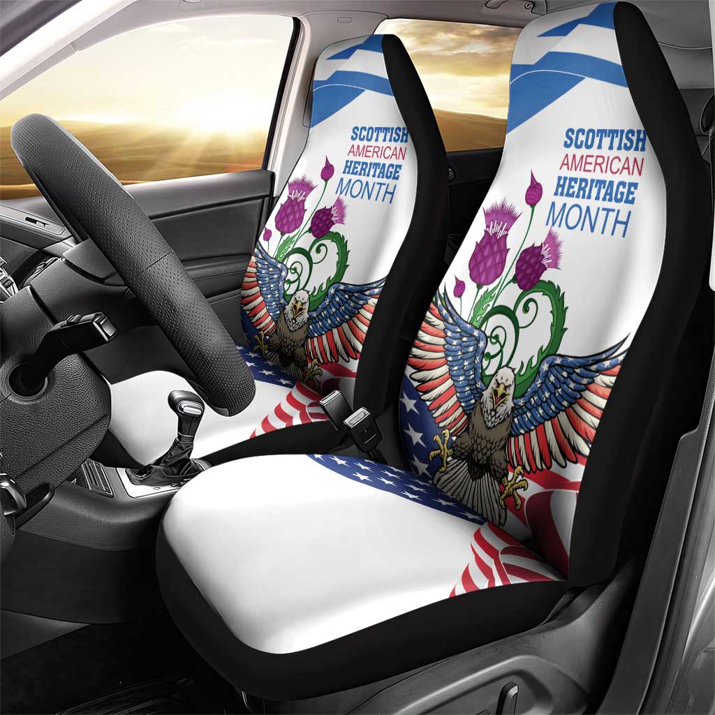 Scottish American Heritage Month Car Seat Cover Thistle And American Eagle
