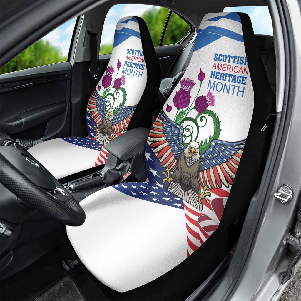 Scottish American Heritage Month Car Seat Cover Thistle And American Eagle
