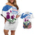 Scottish American Heritage Month Couples Matching Off Shoulder Short Dress and Hawaiian Shirt Thistle And American Eagle