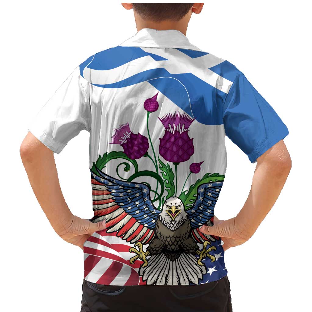Scottish American Heritage Month Family Matching Mermaid Dress and Hawaiian Shirt Thistle And American Eagle