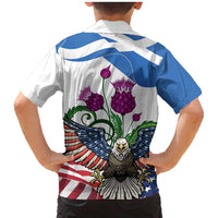 Scottish American Heritage Month Family Matching Mermaid Dress and Hawaiian Shirt Thistle And American Eagle