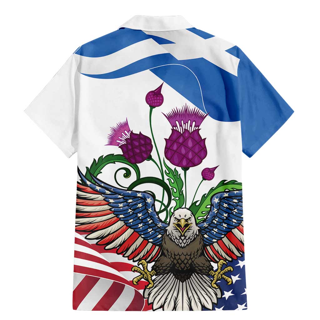 Scottish American Heritage Month Family Matching Mermaid Dress and Hawaiian Shirt Thistle And American Eagle