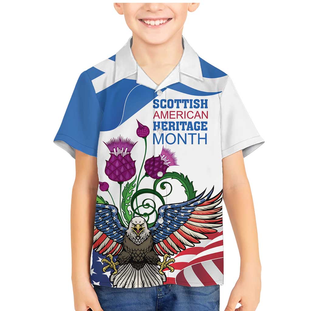 Scottish American Heritage Month Family Matching Mermaid Dress and Hawaiian Shirt Thistle And American Eagle